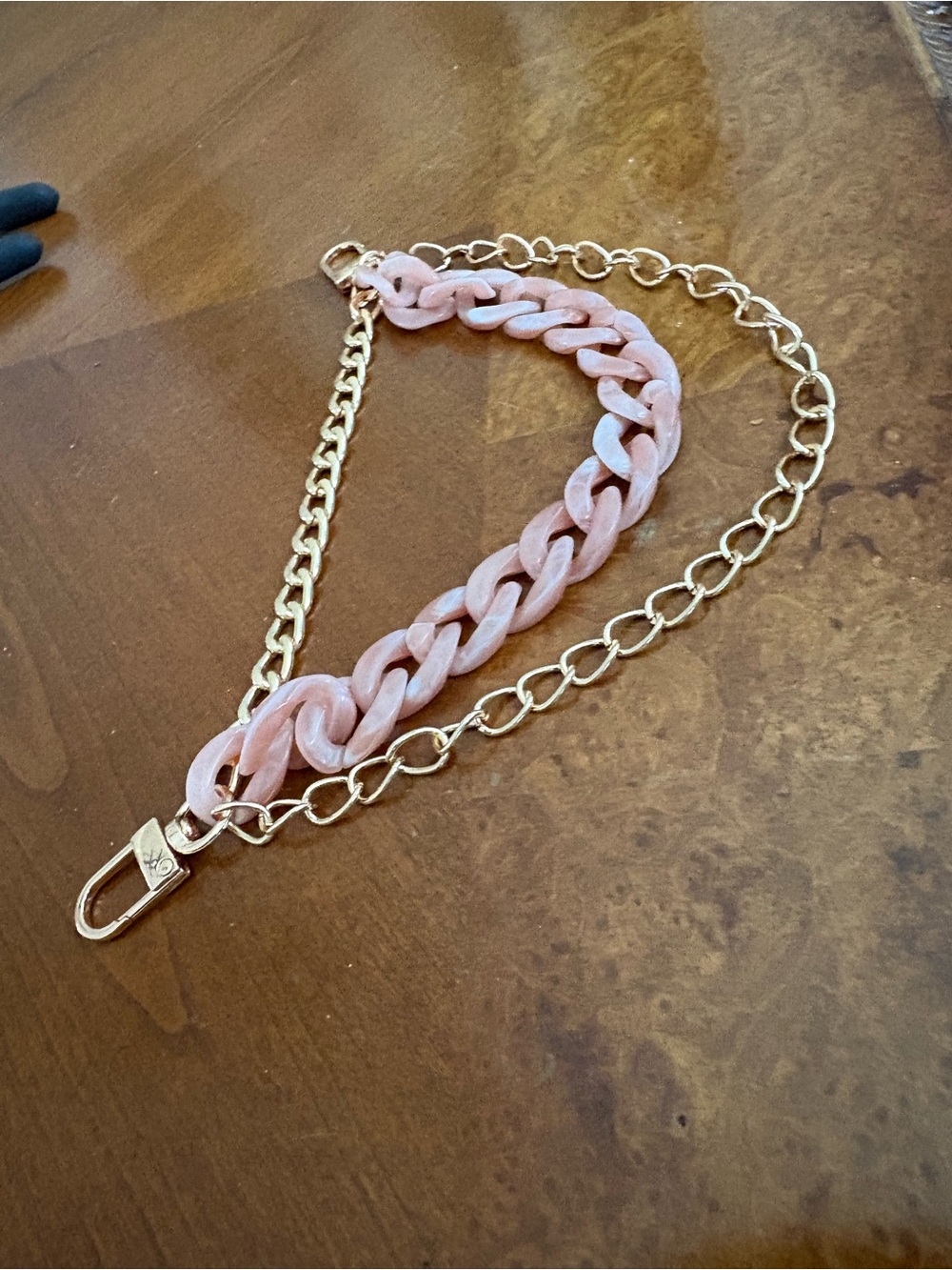 Chunky Pink Resin and Gold purse Chain